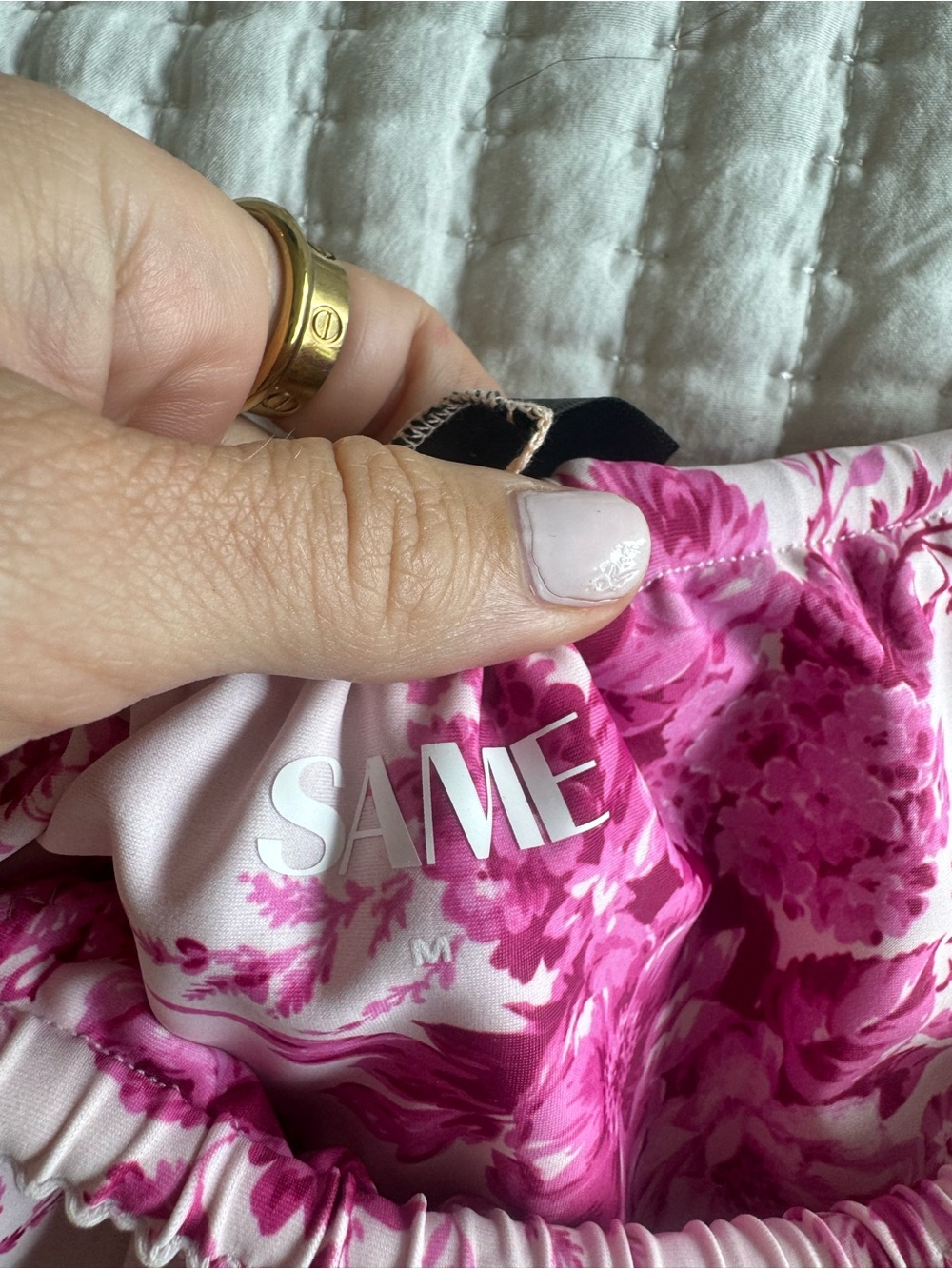Floral Ruched Pink Bikini Bottom - Picture 2 of 2